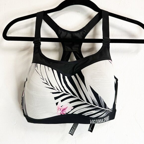Victoria's Secret Tropical Gray Sport Bra VSX Athletic Padded Cross Back 32DD - Picture 1 of 11